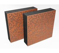 Set di 2 pannelli AbFuser - Pannelli acustici fonoassorbenti e diffusori | 50x50cm | Assorbimento - Diffusione - Riflessione | Piastre perforate colorate: [BINAR (120mm) | Ciliegio]