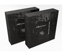 Set di 2 pannelli AbFuser - Pannelli acustici fonoassorbenti e diffusori | 50x50cm | Assorbimento - Diffusione - Riflessione | Piastre perforate colorate: [VELAR (120mm) | Plastica nera lucida]