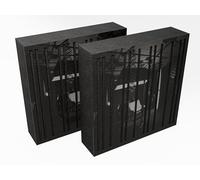 Set di 2 pannelli AbFuser - Pannelli acustici fonoassorbenti e diffusori | 50x50cm | Assorbimento - Diffusione - Riflessione | Piastre perforate colorate: [ABAFA (100mm) | Plastica nera lucida]