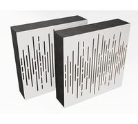 Set di 2 pannelli AbFuser - Pannelli acustici fonoassorbenti e diffusori | 50x50cm | Assorbimento - Diffusione - Riflessione | Piastre perforate colorate: [VELAR (150mm) | Bianco]
