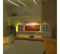 Set di 2 pannelli acustici con lampada da tavolo e retroilluminazione LED RGB | 50x50 cm | Pannelli fonoassorbenti mobili su supporto da tavolo per studio e sala giochi | [SKYROSS | Bianco]