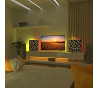 Set di 2 pannelli acustici con lampada da tavolo e retroilluminazione LED RGB | 50x50 cm | Pannelli fonoassorbenti mobili su supporto da tavolo per studio e sala giochi | [SKYROSS | Sonoma]