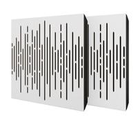 Set di 2 pannelli acustici diffusivi con tessuto vellutato e kit di montaggio | 50x50x5cm | Riflessione - Insonorizzazione | Trattamento acustico per la casa | [WAVE - Bianco | Nero]