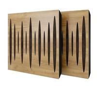 Set di 2 pannelli acustici diffusivi con tessuto vellutato e kit di montaggio | 50x50x5cm | Riflessione - Insonorizzazione | Trattamento acustico per la casa | [PULZARO - Rovere | Marrone]