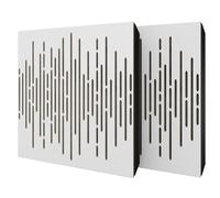 Set di 2 pannelli acustici diffusivi con tessuto vellutato e kit di montaggio | 50x50x5cm | Riflessione - Insonorizzazione | Trattamento acustico per la casa | [WAVE - Bianco | Verde]