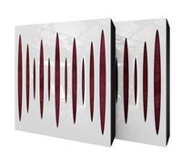 Set di 2 pannelli acustici diffusivi con tessuto vellutato e kit di montaggio | 50x50x5cm | Riflessione - Insonorizzazione | Trattamento acustico per la casa | [PULZARO - Plastica bianca | Borgogna]