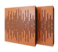 Set di 2 pannelli acustici diffusivi con tessuto vellutato e kit di montaggio | 50x50x5cm | Riflessione - Insonorizzazione | Trattamento acustico per la casa | [WAVE - Ciliegio | Borgogna]