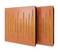 Set di 2 pannelli acustici diffusivi con tessuto vellutato e kit di montaggio | 50x50x5cm | Riflessione - Insonorizzazione | Trattamento acustico per la casa | [PULZARO - Ciliegio | Giallo]