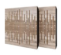 Set di 2 pannelli acustici diffusivi con tessuto vellutato e kit di montaggio | 50x50x5cm | Riflessione - Insonorizzazione | Trattamento acustico per la casa | [WAVE - Sonoma | Dorato]