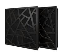 Set di 2 pannelli acustici diffusivi con tessuto vellutato e kit di montaggio | 50x50x5cm | Riflessione - Insonorizzazione | Trattamento acustico per la casa | [SKYROSS - Nero | Nero]