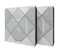 Set di 2 pannelli acustici diffusivi con tessuto vellutato e kit di montaggio | 50x50x5cm | Riflessione - Insonorizzazione | Trattamento acustico per la casa | [WILDS - Plastica bianca | Verde]