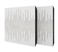 Set di 2 pannelli acustici diffusivi con tessuto vellutato e kit di montaggio | 50x50x5cm | Riflessione - Insonorizzazione | Trattamento acustico per la casa | [WAVE - Bianco | Bianco]