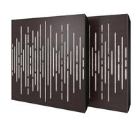 Set di 2 pannelli acustici diffusivi con tessuto vellutato e kit di montaggio | 50x50x5cm | Riflessione - Insonorizzazione | Trattamento acustico per la casa | [WAVE - Wengé | Bianco]