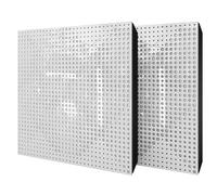 Set di 2 pannelli acustici diffusivi con tessuto vellutato e kit di montaggio | 50x50x5cm | Riflessione - Insonorizzazione | Trattamento acustico per la casa | [WILDS - Plastica bianca | Bianco]