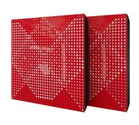 Set di 2 pannelli acustici diffusivi con tessuto vellutato e kit di montaggio | 50x50x5cm | Riflessione - Insonorizzazione | Trattamento acustico per la casa | [WILDS - Plastica rossa | Bianco]