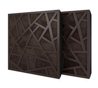 Set di 2 pannelli acustici diffusivi con tessuto vellutato e kit di montaggio | 50x50x5cm | Riflessione - Insonorizzazione | Trattamento acustico per la casa | [SKYROSS - Wengé | Marrone]