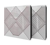 Set di 2 pannelli acustici diffusivi con tessuto vellutato e kit di montaggio | 50x50x5cm | Riflessione - Insonorizzazione | Trattamento acustico per la casa | [WILDS - Plastica bianca | Borgogna]