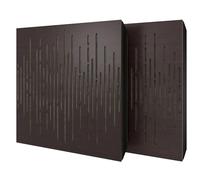 Set di 2 pannelli acustici diffusivi con tessuto vellutato e kit di montaggio | 50x50x5cm | Riflessione - Insonorizzazione | Trattamento acustico per la casa | [WAVE - Wengé | Grigio]