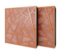 Set di 2 pannelli acustici diffusivi con tessuto vellutato e kit di montaggio | 50x50x5cm | Riflessione - Insonorizzazione | Trattamento acustico per la casa | [SKYROSS - Ciliegio | Rosa]