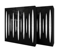 Set di 2 pannelli acustici diffusivi con tessuto vellutato e kit di montaggio | 50x50x5cm | Riflessione - Insonorizzazione | Trattamento acustico per la casa | [PULZARO - Plastica nera | Bianco]