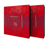 Set di 2 pannelli acustici diffusivi con tessuto vellutato e kit di montaggio | 50x50x5cm | Riflessione - Insonorizzazione | Trattamento acustico per la casa | [WAVE - Plastica rossa | Blu]