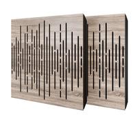 Set di 2 pannelli acustici diffusivi con tessuto vellutato e kit di montaggio | 50x50x5cm | Riflessione - Insonorizzazione | Trattamento acustico per la casa | [WAVE - Sonoma | Nero]