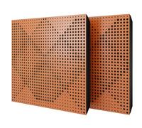 Set di 2 pannelli acustici diffusivi con tessuto vellutato e kit di montaggio | 50x50x5cm | Riflessione - Insonorizzazione | Trattamento acustico per la casa | [WILDS - Ciliegio | Beige]