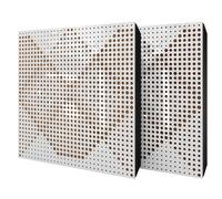 Set di 2 pannelli acustici diffusivi con tessuto vellutato e kit di montaggio | 50x50x5cm | Riflessione - Insonorizzazione | Trattamento acustico per la casa | [WILDS - Plastica bianca | Dorato]