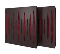 Set di 2 pannelli acustici diffusivi con tessuto vellutato e kit di montaggio | 50x50x5cm | Riflessione - Insonorizzazione | Trattamento acustico per la casa | [PULZARO - Wengé | Borgogna]