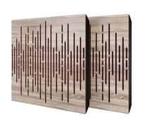 Set di 2 pannelli acustici diffusivi con tessuto vellutato e kit di montaggio | 50x50x5cm | Riflessione - Insonorizzazione | Trattamento acustico per la casa | [WAVE - Sonoma | Borgogna]