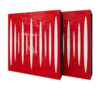 Set di 2 pannelli acustici diffusivi con tessuto vellutato e kit di montaggio | 50x50x5cm | Riflessione - Insonorizzazione | Trattamento acustico per la casa | [PULZARO - Plastica rossa | Bianco]