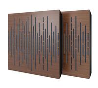 Set di 2 pannelli acustici diffusivi con tessuto vellutato e kit di montaggio | 50x50x5cm | Riflessione - Insonorizzazione | Trattamento acustico per la casa | [WAVE - Noce | Blu]