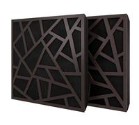Set di 2 pannelli acustici diffusivi con tessuto vellutato e kit di montaggio | 50x50x5cm | Riflessione - Insonorizzazione | Trattamento acustico per la casa | [SKYROSS - Wengé | Nero]