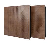 Set di 2 pannelli acustici diffusivi con tessuto vellutato e kit di montaggio | 50x50x5cm | Riflessione - Insonorizzazione | Trattamento acustico per la casa | [WILDS - Noce | Dorato]