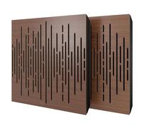 Set di 2 pannelli acustici diffusivi con tessuto vellutato e kit di montaggio | 50x50x5cm | Riflessione - Insonorizzazione | Trattamento acustico per la casa | [WAVE - Noce | Nero]