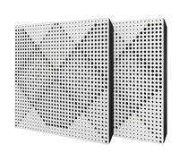 Set di 2 pannelli acustici diffusivi con tessuto vellutato e kit di montaggio | 50x50x5cm | Riflessione - Insonorizzazione | Trattamento acustico per la casa | [WILDS - Bianco | Nero]