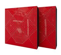 Set di 2 pannelli acustici diffusivi con tessuto vellutato e kit di montaggio | 50x50x5cm | Riflessione - Insonorizzazione | Trattamento acustico per la casa | [WILDS - Plastica rossa | Rosa]