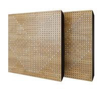 Set di 2 pannelli acustici diffusivi con tessuto vellutato e kit di montaggio | 50x50x5cm | Riflessione - Insonorizzazione | Trattamento acustico per la casa | [WILDS - Rovere | Bianco]