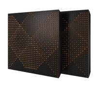 Set di 2 pannelli acustici diffusivi con tessuto vellutato e kit di montaggio | 50x50x5cm | Riflessione - Insonorizzazione | Trattamento acustico per la casa | [WILDS - Nero | Dorato]