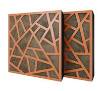 Set di 2 pannelli acustici diffusivi con tessuto vellutato e kit di montaggio | 50x50x5cm | Riflessione - Insonorizzazione | Trattamento acustico per la casa | [SKYROSS - Ciliegio | Beige]