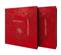 Set di 2 pannelli acustici diffusivi con tessuto vellutato e kit di montaggio | 50x50x5cm | Riflessione - Insonorizzazione | Trattamento acustico per la casa | [WILDS - Plastica rossa | Beige]