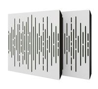 Set di 2 pannelli acustici diffusivi con tessuto vellutato e kit di montaggio | 50x50x5cm | Riflessione - Insonorizzazione | Trattamento acustico per la casa | [WAVE - Bianco | Grigio]