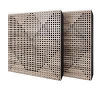 Set di 2 pannelli acustici diffusivi con tessuto vellutato e kit di montaggio | 50x50x5cm | Riflessione - Insonorizzazione | Trattamento acustico per la casa | [WILDS - Sonoma | Nero]