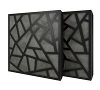 Set di 2 pannelli acustici diffusivi con tessuto vellutato e kit di montaggio | 50x50x5cm | Riflessione - Insonorizzazione | Trattamento acustico per la casa | [SKYROSS - Nero | Grigio]