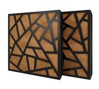 Set di 2 pannelli acustici diffusivi con tessuto vellutato e kit di montaggio | 50x50x5cm | Riflessione - Insonorizzazione | Trattamento acustico per la casa | [SKYROSS - Nero | Dorato]