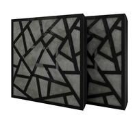 Set di 2 pannelli acustici diffusivi con tessuto vellutato e kit di montaggio | 50x50x5cm | Riflessione - Insonorizzazione | Trattamento acustico per la casa | [SKYROSS - Plastica nera | Grigio]