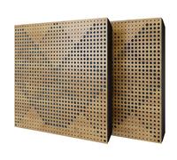 Set di 2 pannelli acustici diffusivi con tessuto vellutato e kit di montaggio | 50x50x5cm | Riflessione - Insonorizzazione | Trattamento acustico per la casa | [WILDS - Rovere | Blu]