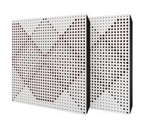 Set di 2 pannelli acustici diffusivi con tessuto vellutato e kit di montaggio | 50x50x5cm | Riflessione - Insonorizzazione | Trattamento acustico per la casa | [WILDS - Bianco | Borgogna]