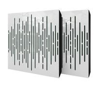 Set di 2 pannelli acustici diffusivi con tessuto vellutato e kit di montaggio | 50x50x5cm | Riflessione - Insonorizzazione | Trattamento acustico per la casa | [WAVE - Plastica bianca | Verde]