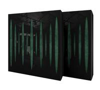 Set di 2 pannelli acustici diffusivi con tessuto vellutato e kit di montaggio | 50x50x5cm | Riflessione - Insonorizzazione | Trattamento acustico per la casa | [PULZARO - Plastica nera | Verde]